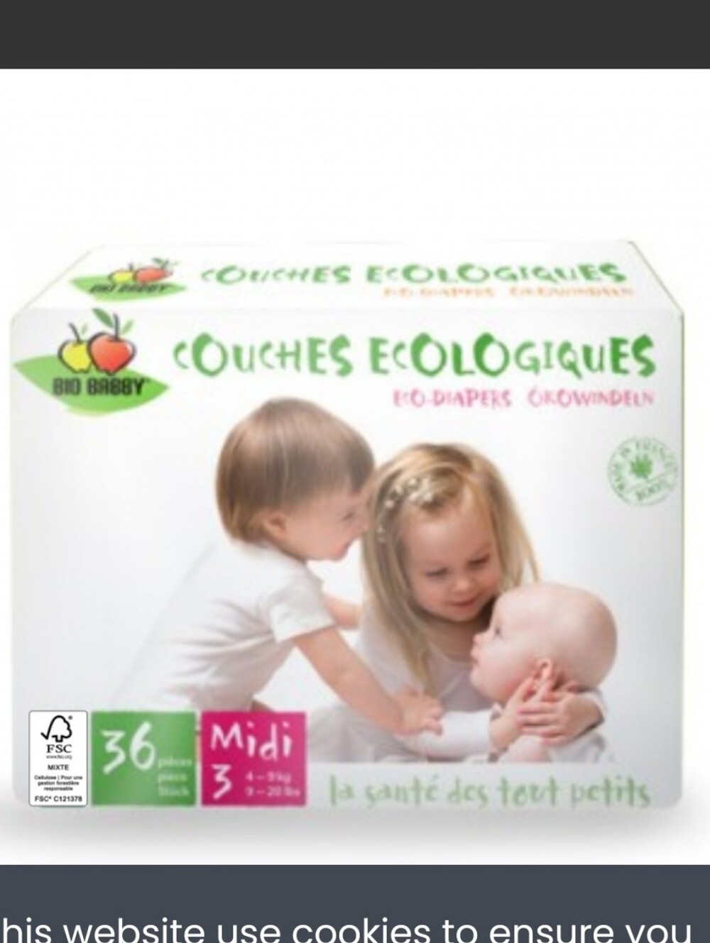 Bio Baby Eco Diapers - White & Green Packaging